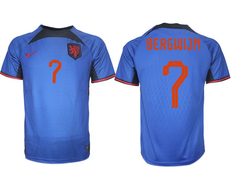 Men 2022 World Cup National Team Netherlands away aaa version blue #7 Soccer Jersey->customized soccer jersey->Custom Jersey